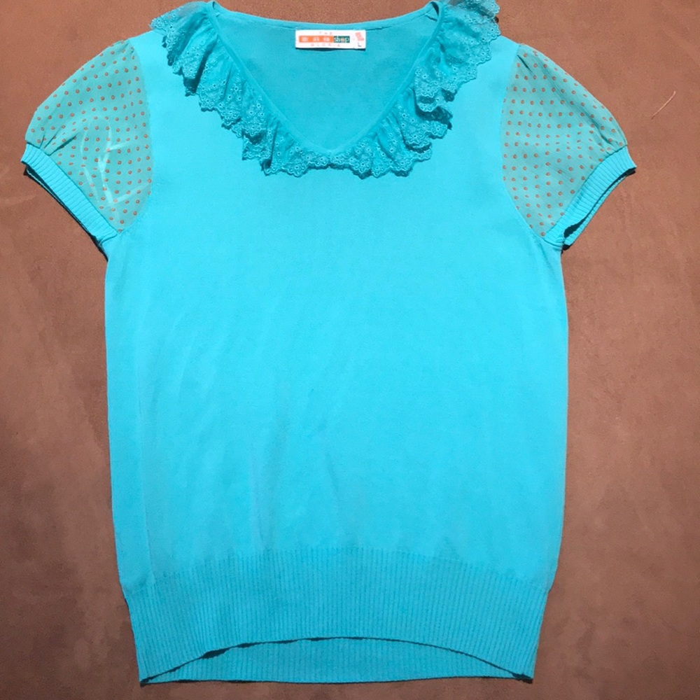 The Gloria Top   Preloved   Turquoise & Orange